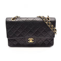 Chanel Shoulder Bag Quilted Double Flap Black Lambskin Chain