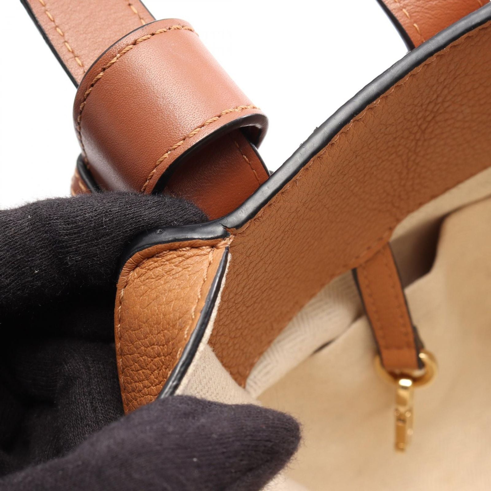 Loewe Handbag Hammock Bag Compact 2-Way Brown Leather — view 7