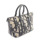 Dior Handbag Weekender 25 Maxi Oblique 2-Way Ivory Navy Black Canvas Leather — view 2