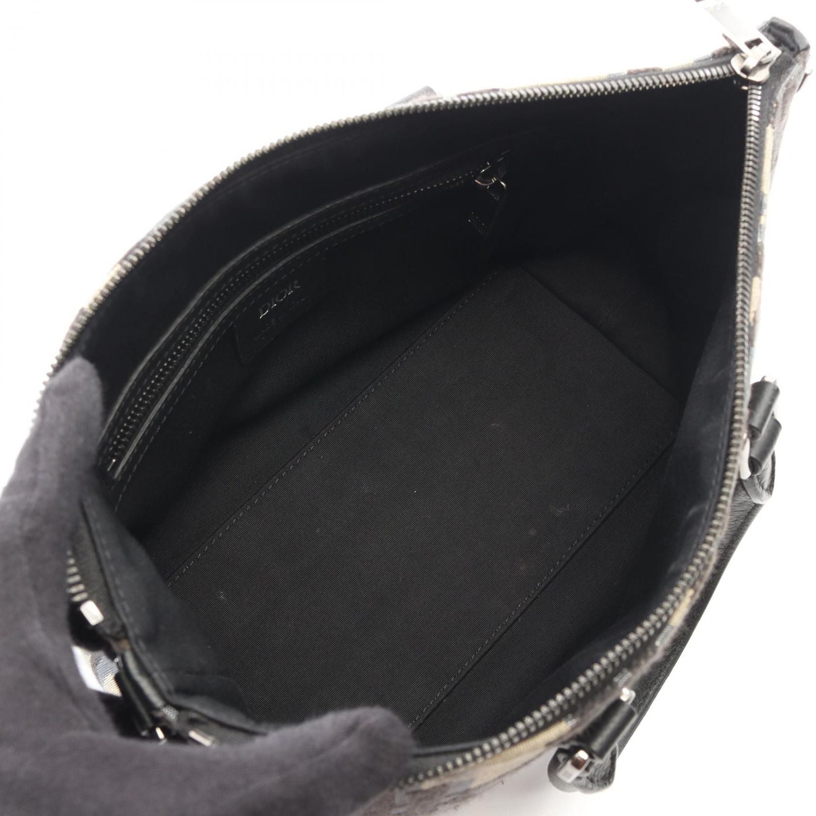 Dior Handbag Weekender 25 Maxi Oblique 2-Way Ivory Navy Black Canvas Leather — view 3
