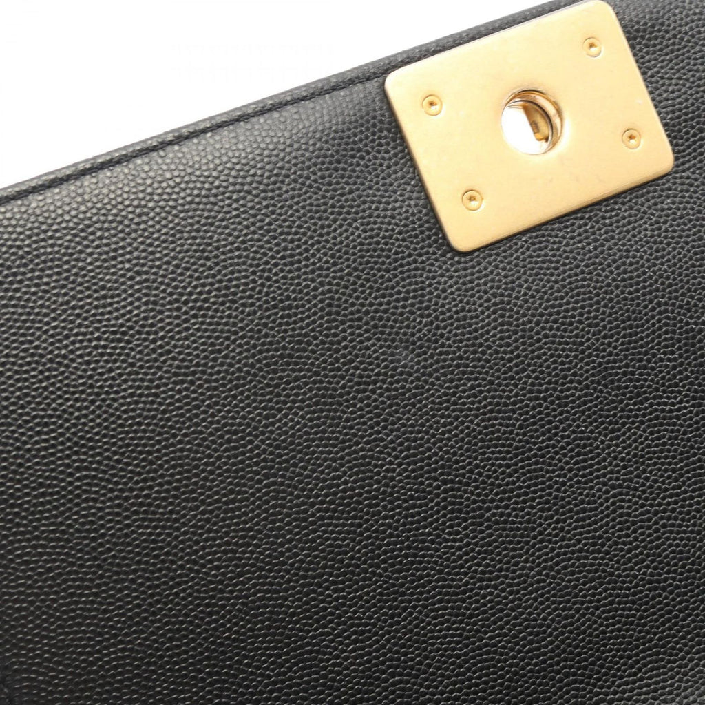 Chanel Shoulder Bag Boy Chez Blanc Stitch Black Caviar Leather Boy Chain — view 6