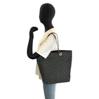 Gucci Black Silver GG Canvas Leather Tote Shoulder Bag — view 6