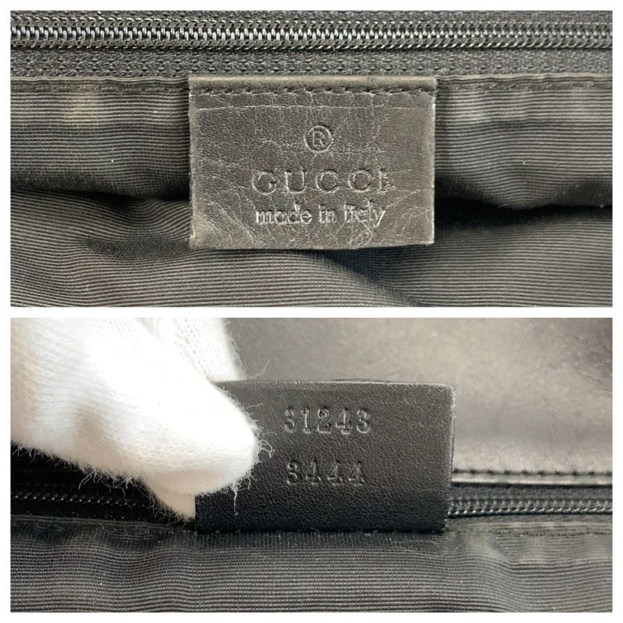 Gucci Black Silver GG Canvas Leather Tote Shoulder Bag — view 3