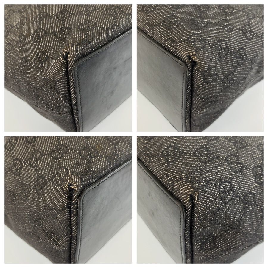 Gucci Black Silver GG Canvas Leather Tote Shoulder Bag — view 4