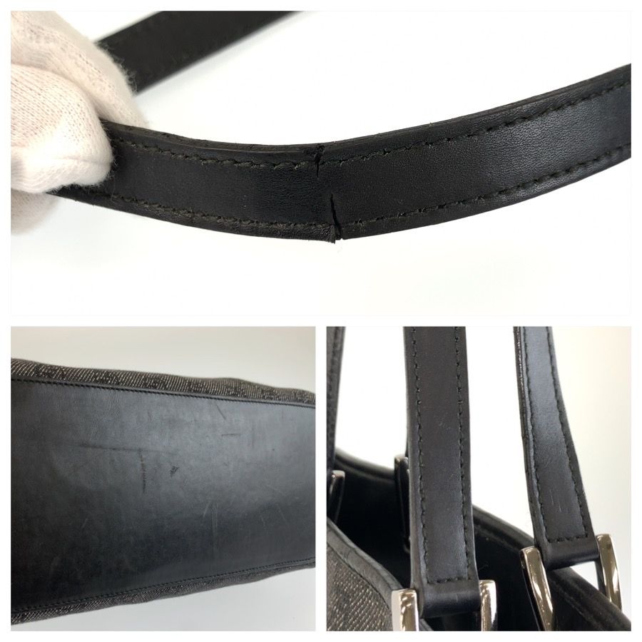 Gucci Black Silver GG Canvas Leather Tote Shoulder Bag — view 5