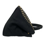 Prada Canapa Triangle Logo Canvas Saffiano Leather Studs Tote Handbag Black — view 6