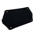 Prada Canapa Triangle Logo Canvas Saffiano Leather Studs Tote Handbag Black — view 7