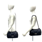 Prada Nappa Bomber Logo Leather Chain Shoulder Bag Pochette Black with Key — view 2