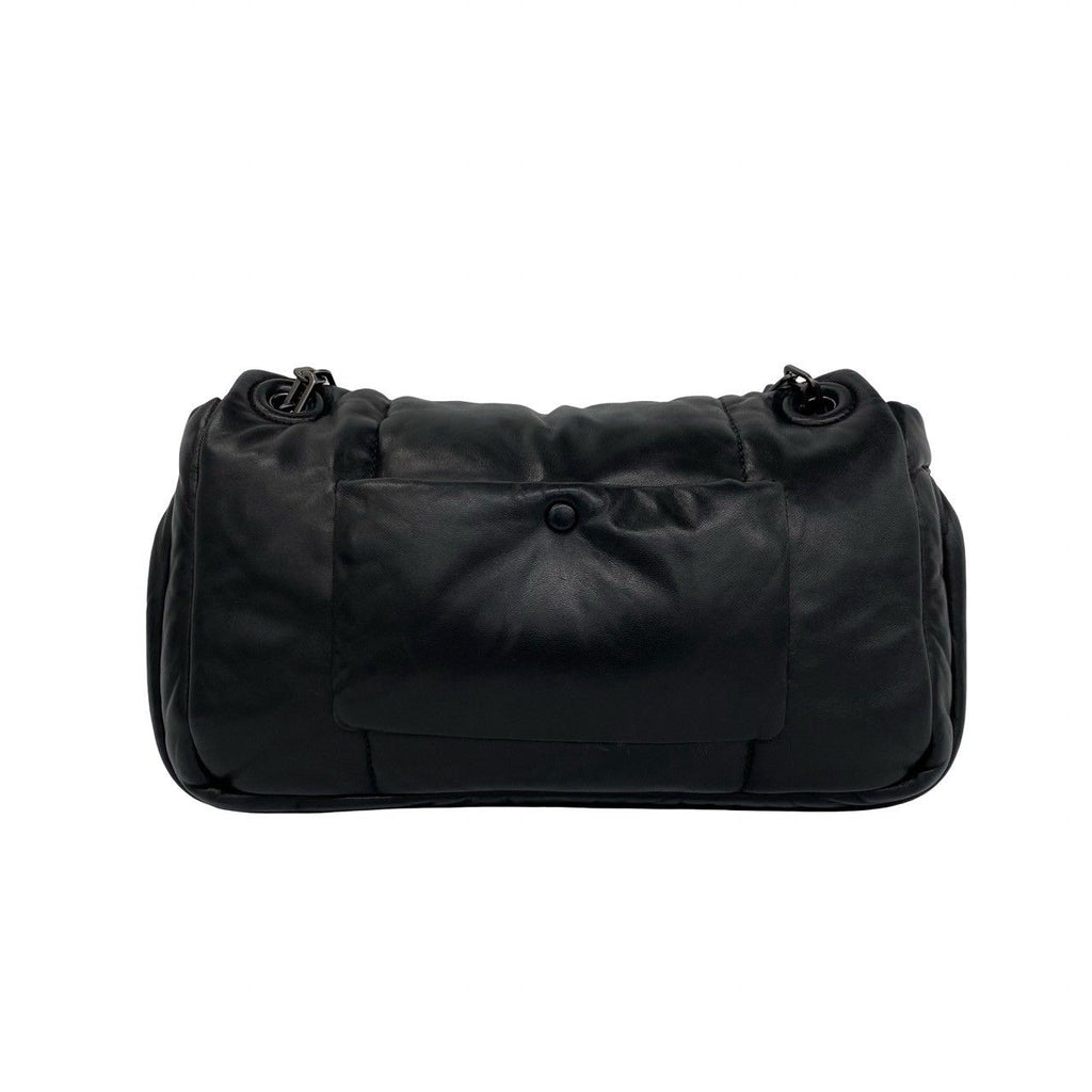 Prada Nappa Bomber Logo Leather Chain Shoulder Bag Pochette Black with Key — view 3