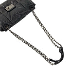 Prada Nappa Bomber Logo Leather Chain Shoulder Bag Pochette Black with Key — view 4