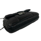 Prada Nappa Bomber Logo Leather Chain Shoulder Bag Pochette Black with Key — view 7