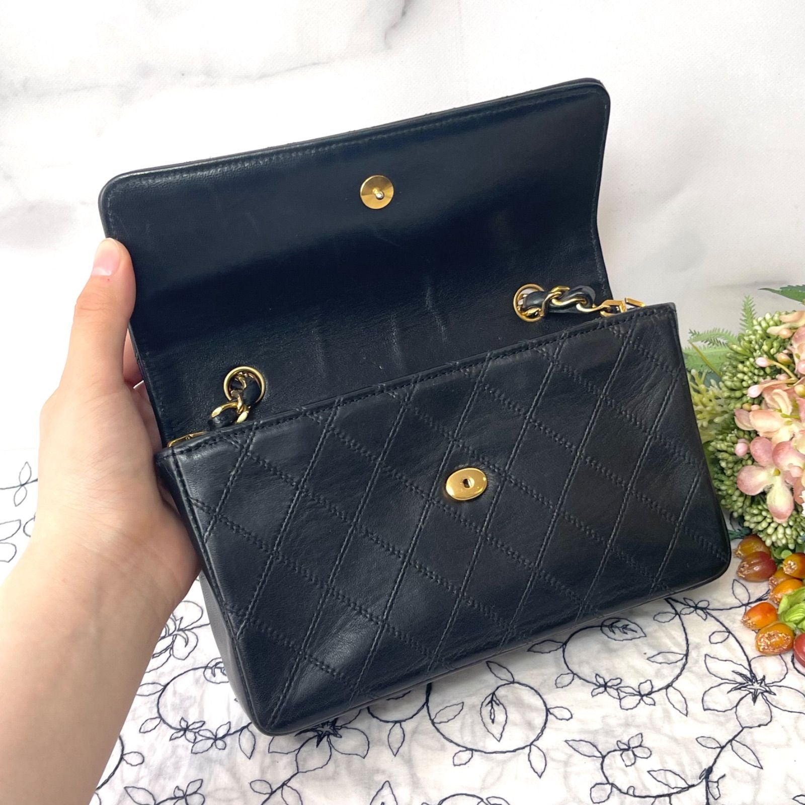 Chanel Vintage Quilted Jumbo CC Logo Shoulder Bag — view 8