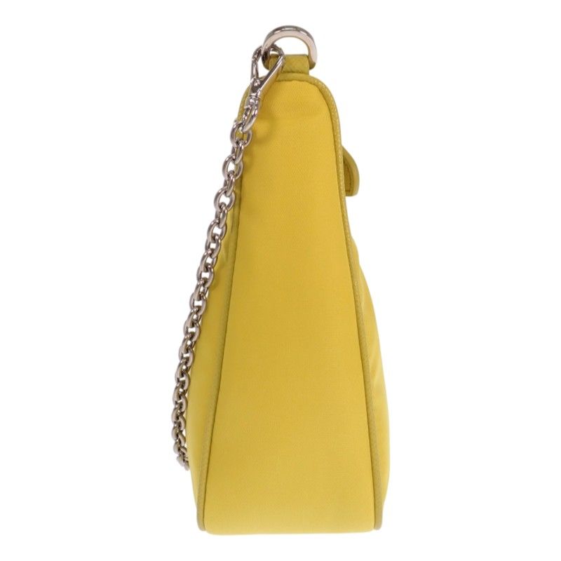 Prada Re-Nylon 2-Way Handbag Shoulder Bag Nylon Yellow Triangle Logo Chain — view 5