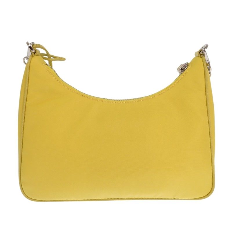 Prada Re-Nylon 2-Way Handbag Shoulder Bag Nylon Yellow Triangle Logo Chain — view 7