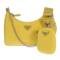 Prada Re-Nylon 2-Way Handbag Shoulder Bag Nylon Yellow Triangle Logo Chain