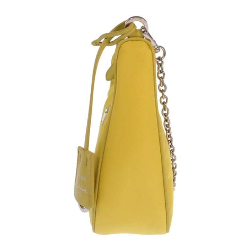 Prada Re-Nylon 2-Way Handbag Shoulder Bag Nylon Yellow Triangle Logo Chain — view 6