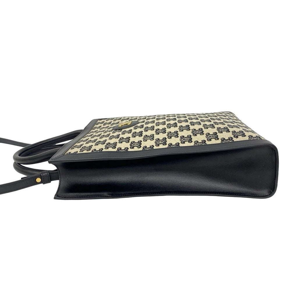 Celine Vertical Cabas Triomphe Logo Canvas Leather 2-Way Shoulder Bag — view 5
