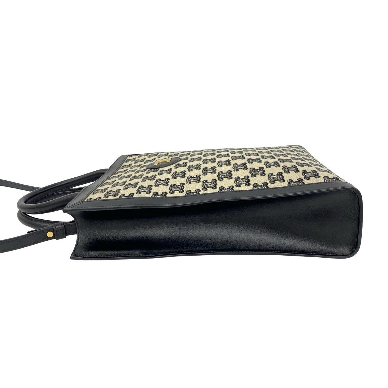 Celine Vertical Cabas Triomphe Logo Canvas Leather 2-Way Shoulder Bag — view 5