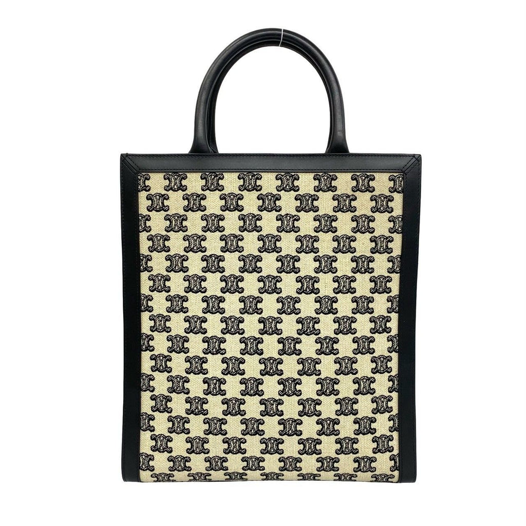 Celine Vertical Cabas Triomphe Logo Canvas Leather 2-Way Shoulder Bag — view 3