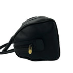 Celine Vintage Triomphe Embossed Logo Leather Handle Mini Boston Bag Black — view 5