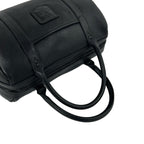Celine Vintage Triomphe Embossed Logo Leather Handle Mini Boston Bag Black — view 4