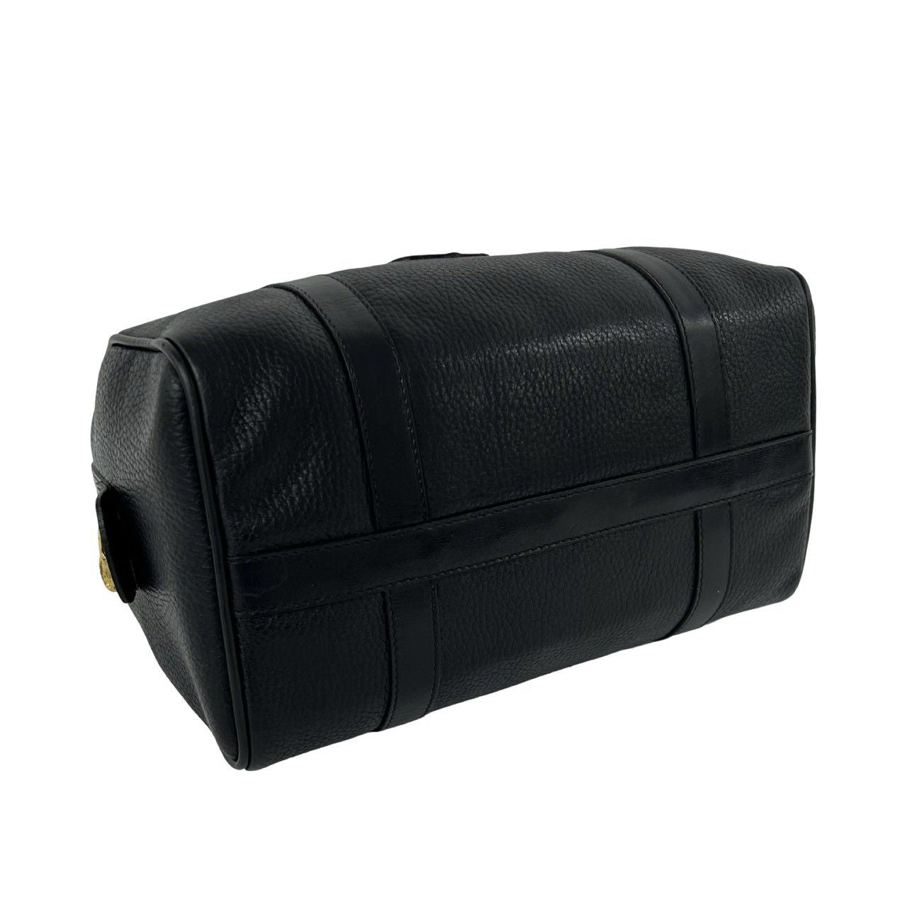 Celine Vintage Triomphe Embossed Logo Leather Handle Mini Boston Bag Black — view 7