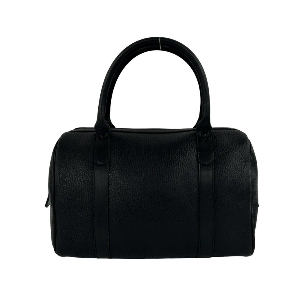 Celine Vintage Triomphe Embossed Logo Leather Handle Mini Boston Bag Black — view 3