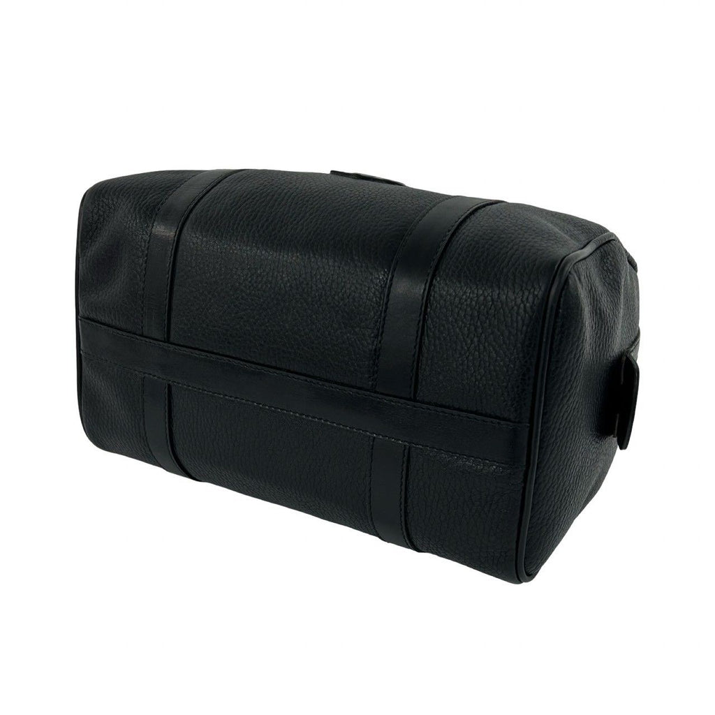 Celine Vintage Triomphe Embossed Logo Leather Handle Mini Boston Bag Black — view 8