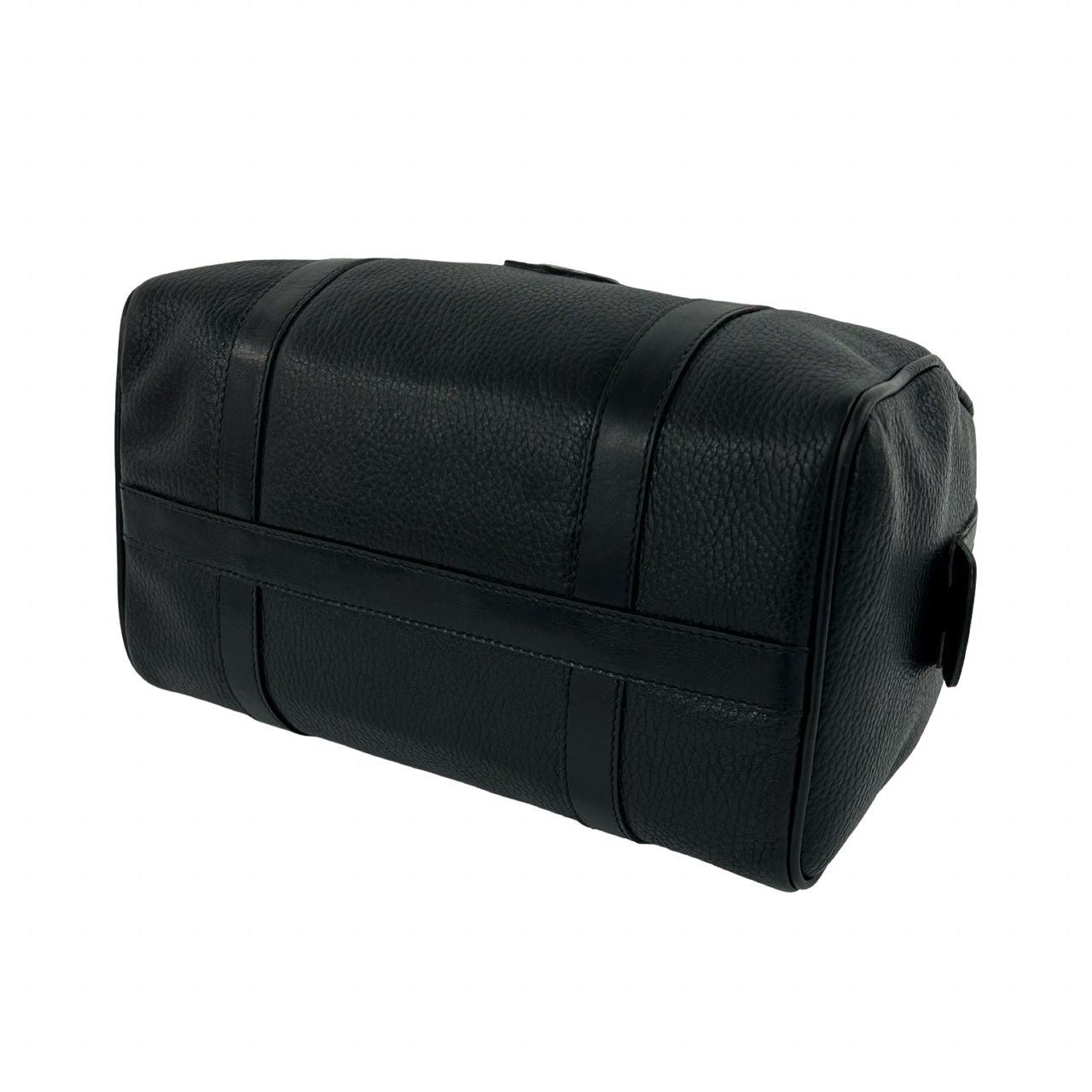 Celine Vintage Triomphe Embossed Logo Leather Handle Mini Boston Bag Black — view 8