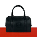 Celine Vintage Triomphe Embossed Logo Leather Handle Mini Boston Bag Black