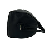 Celine Vintage Triomphe Embossed Logo Leather Handle Mini Boston Bag Black — view 6