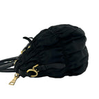 Prada Logo Gathered Nylon Leather 2-Way Handbag Tote Shoulder Bag Black — view 5
