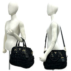 Prada Logo Gathered Nylon Leather 2-Way Handbag Tote Shoulder Bag Black — view 2