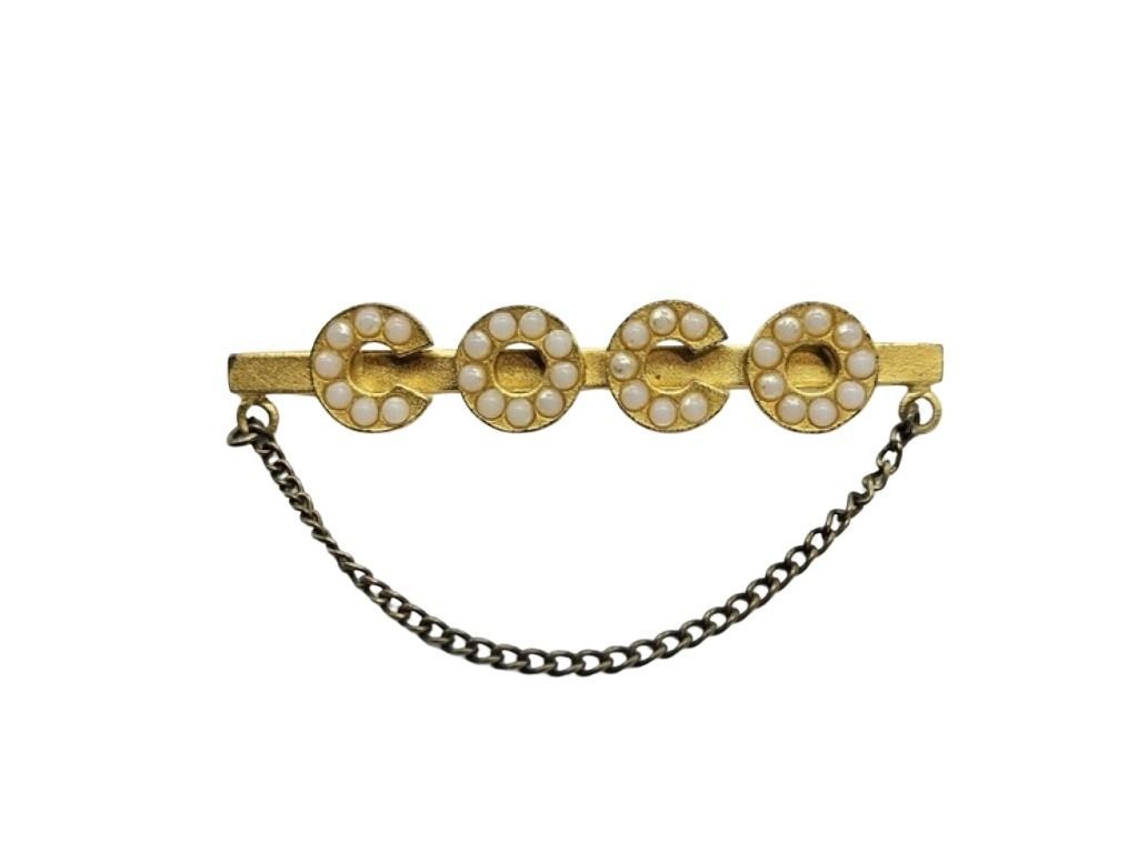 Chanel Brooch Coco Pearl Gold Metal