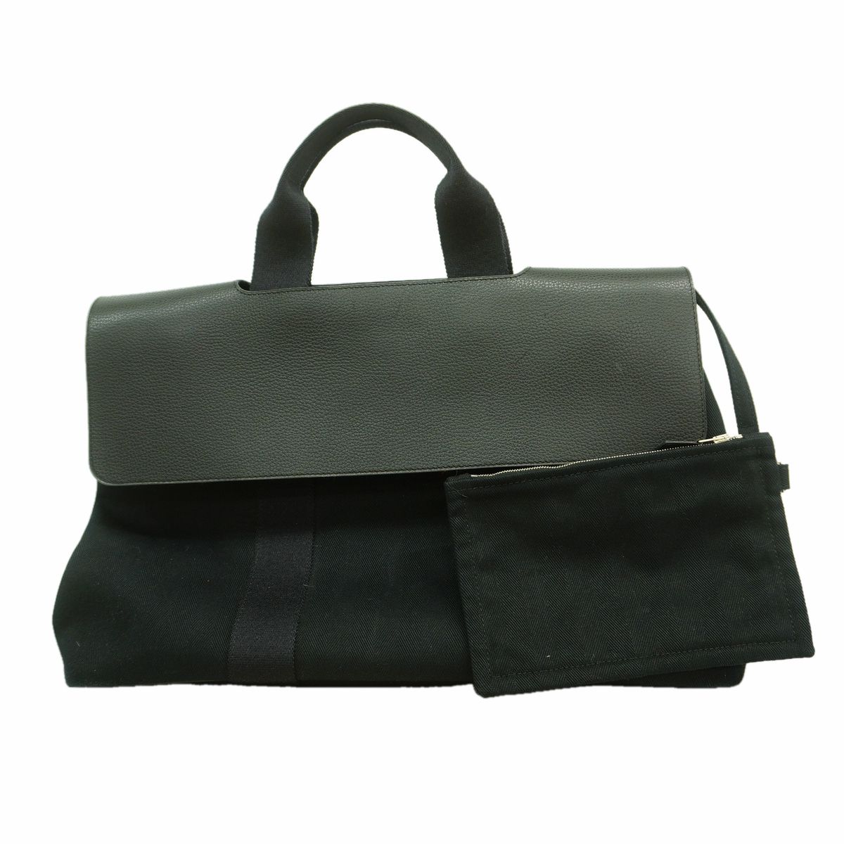 Hermes Tote Bag Valparaiso MM Toileche Blanc Black Silver