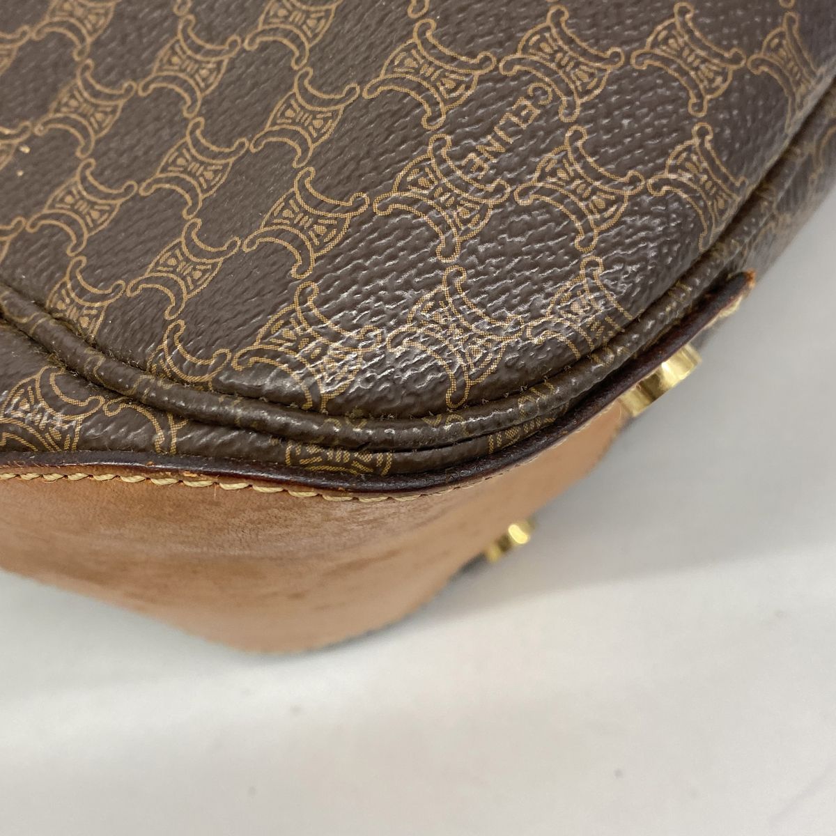 Celine Shoulder Bag Macadam Brown Gold — view 8