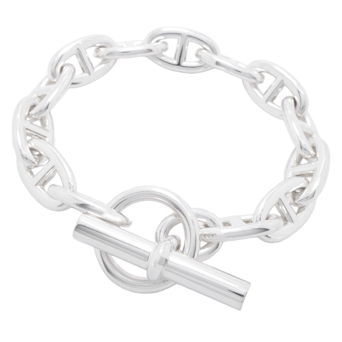 Hermes Bre T Chaine D'ancre GM Silver Bracelet