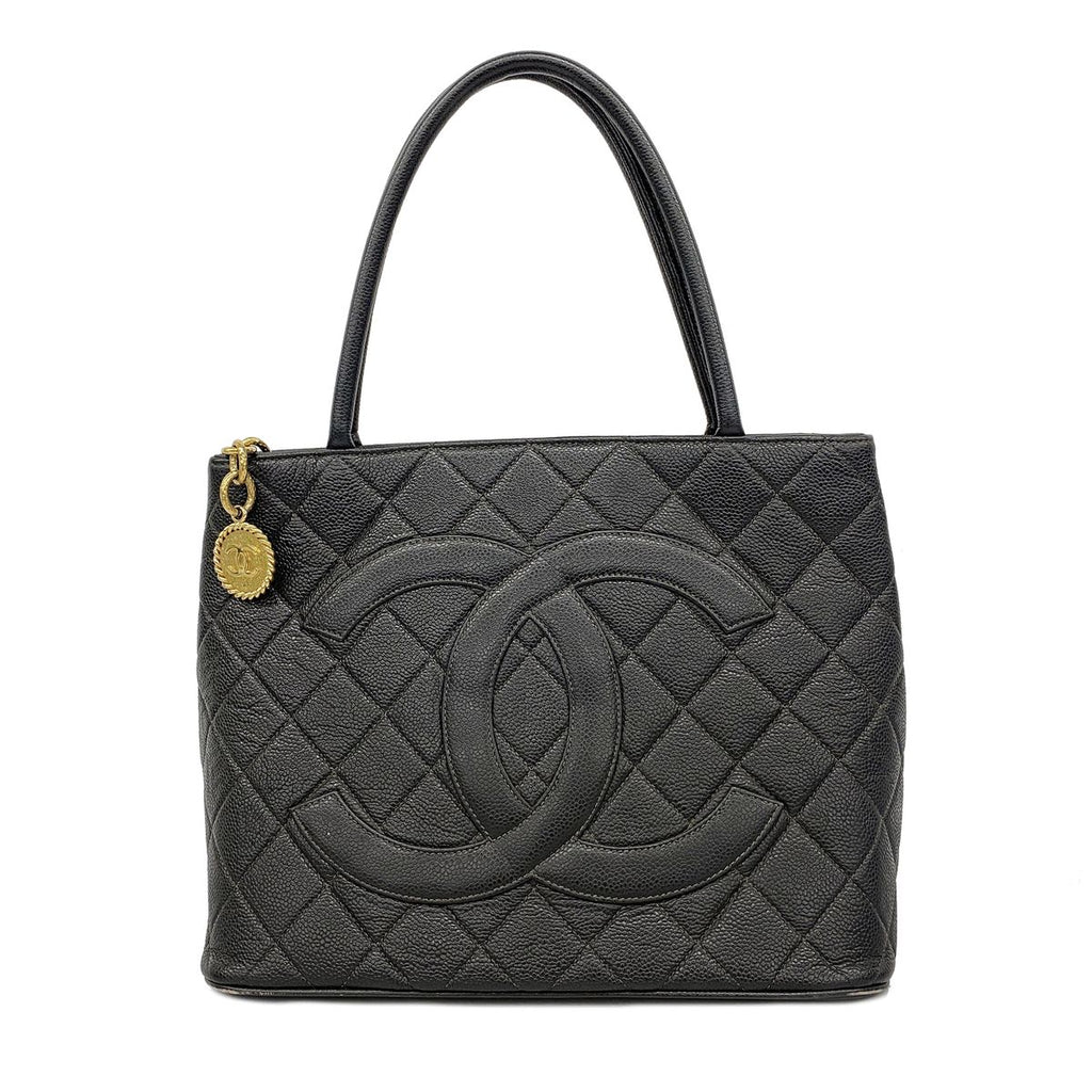 Chanel Tote Bag Reissue Caviar Leather Black Gold