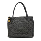 Chanel Tote Bag Reissue Caviar Leather Black Gold
