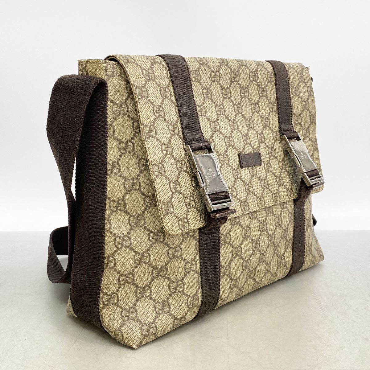 Gucci Shoulder Bag GG Supreme Brown Silver — view 2