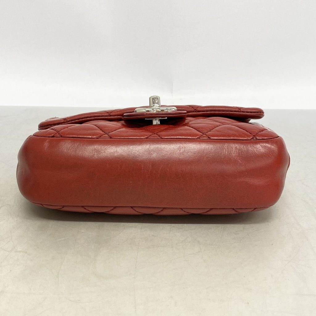 Chanel Shoulder Bag Mini Quilted Lambskin Red Silver — view 3
