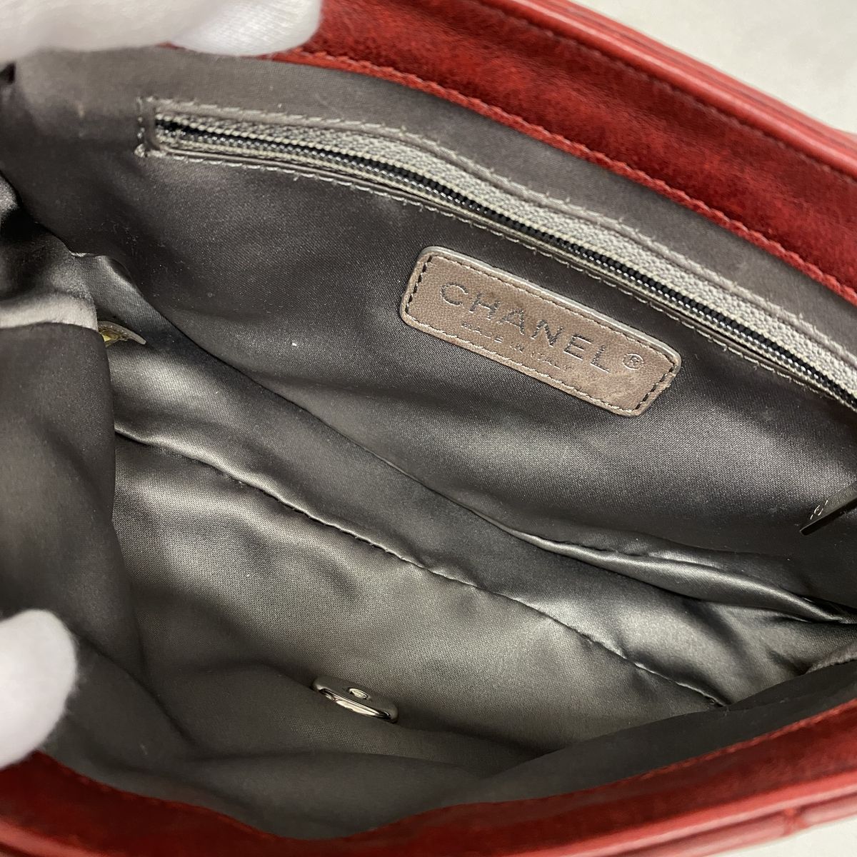 Chanel Shoulder Bag Mini Quilted Lambskin Red Silver — view 4