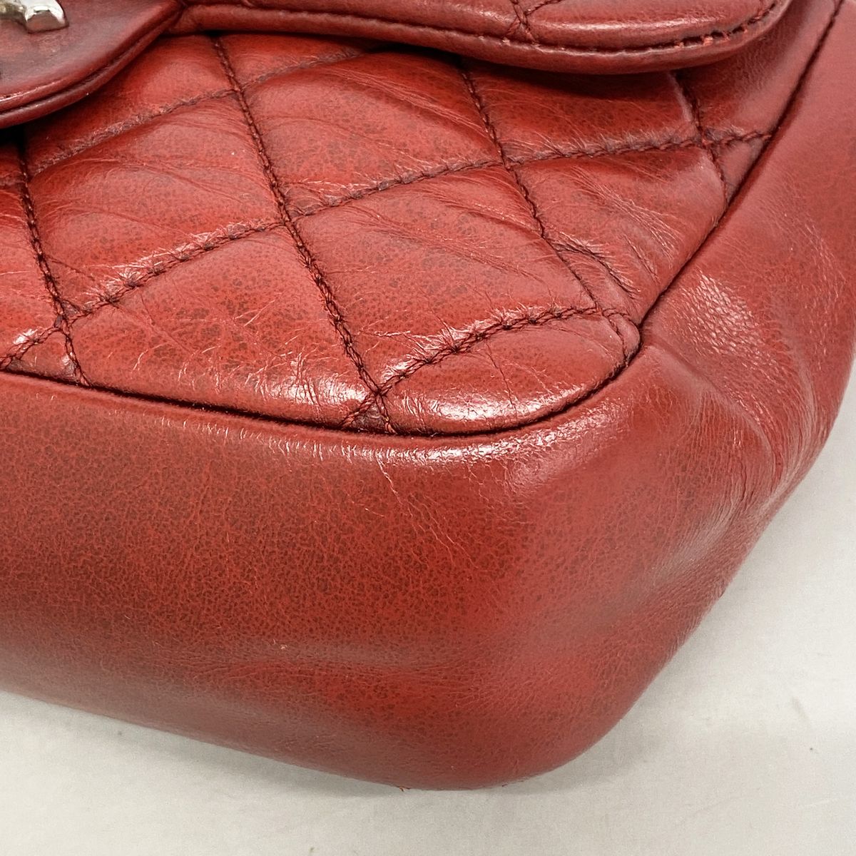 Chanel Shoulder Bag Mini Quilted Lambskin Red Silver — view 6