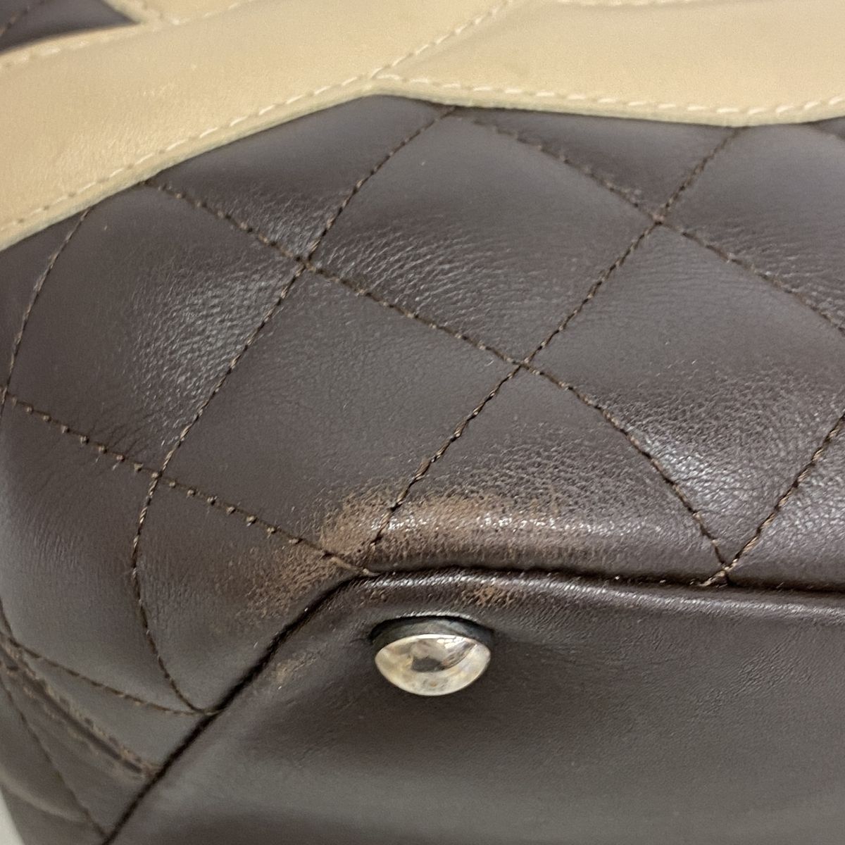Chanel Tote Bag Cambon Lambskin Brown Silver — view 7