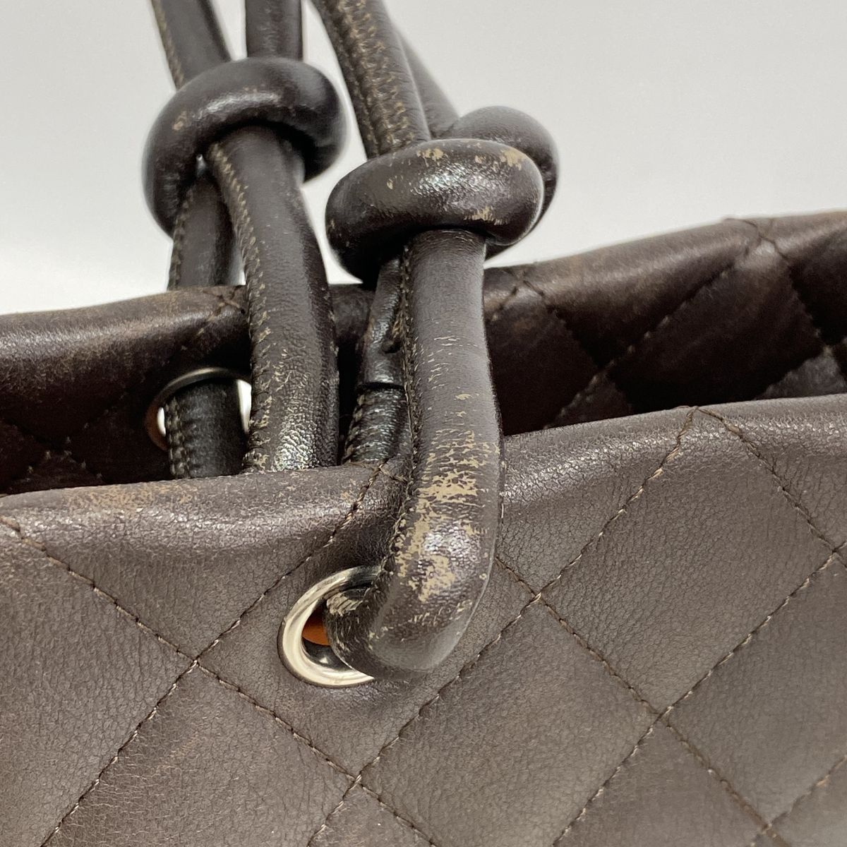 Chanel Tote Bag Cambon Lambskin Brown Silver — view 6
