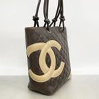 Chanel Tote Bag Cambon Lambskin Brown Silver — view 2