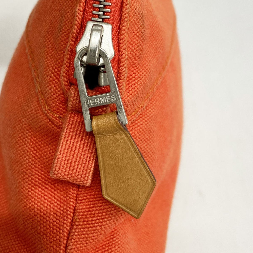 Hermes Pouch Bolide Canvas Orange Silver — view 8