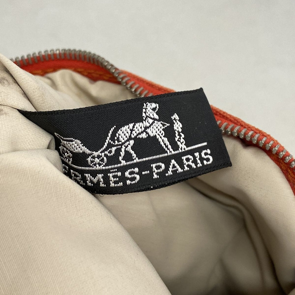Hermes Pouch Bolide Canvas Orange Silver — view 5