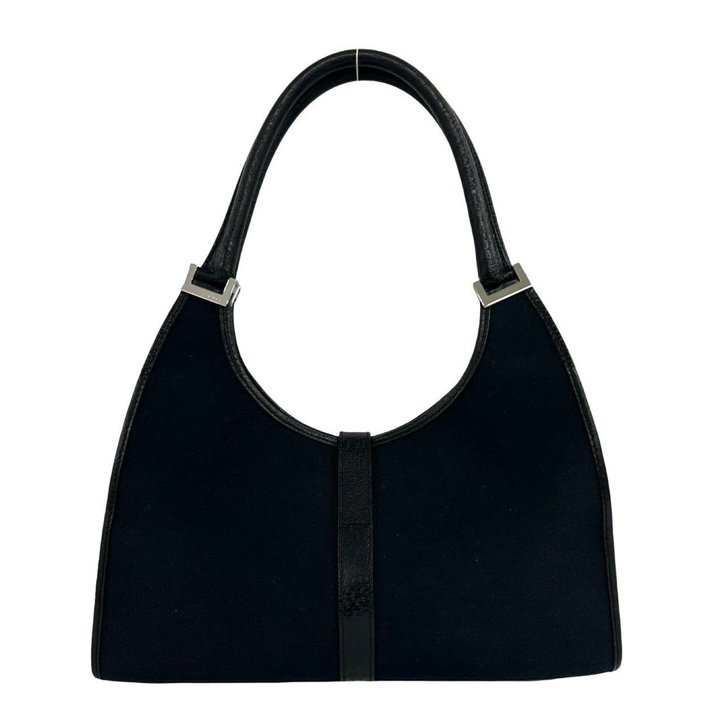 Gucci Jackie Canvas Leather Tote Shoulder Bag Handbag Black — view 3