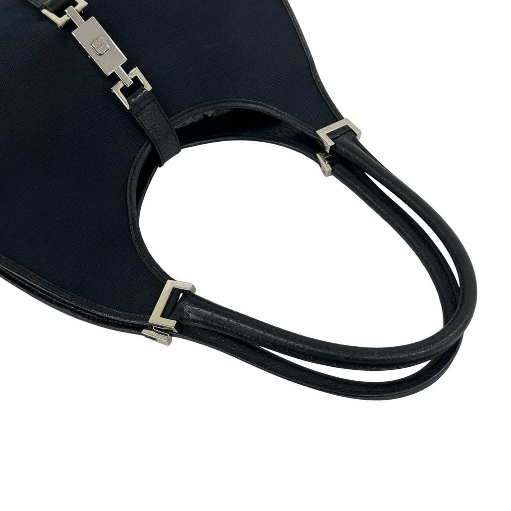 Gucci Jackie Canvas Leather Tote Shoulder Bag Handbag Black — view 4